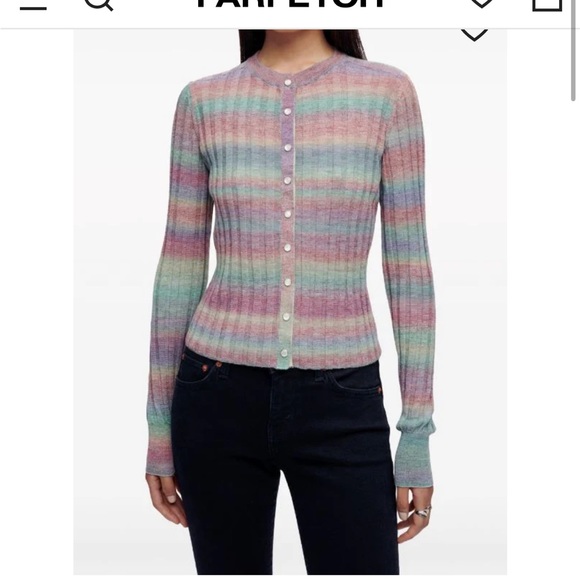 RE/DONE POOR BOY SLIM RIBBED KNIT WOOL CARDIGAN MED NWT $395 - Picture 1 of 7